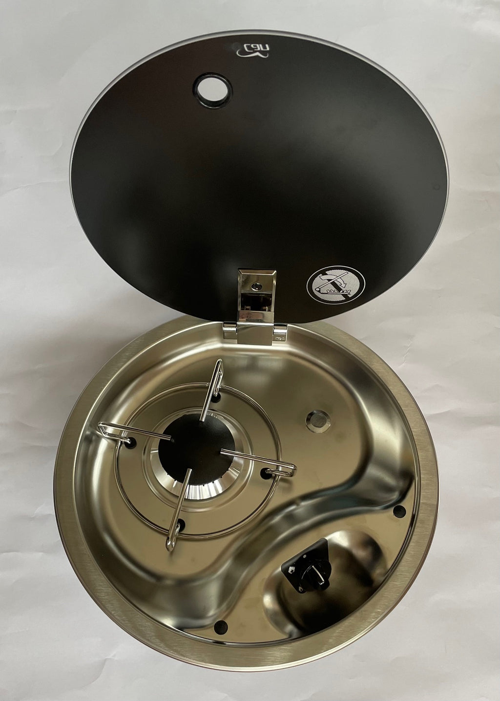 1 Flamm Gas Kocher Can rund Glasabdeckung Edelstahl 30mbar Wohnmobil FC1345