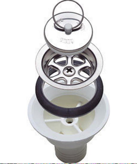 Ablaufgarnitur AC535 für Spüle Dometic mit großem Stöpsel Ablauf weiß gerade 25 mm 41478f NEU