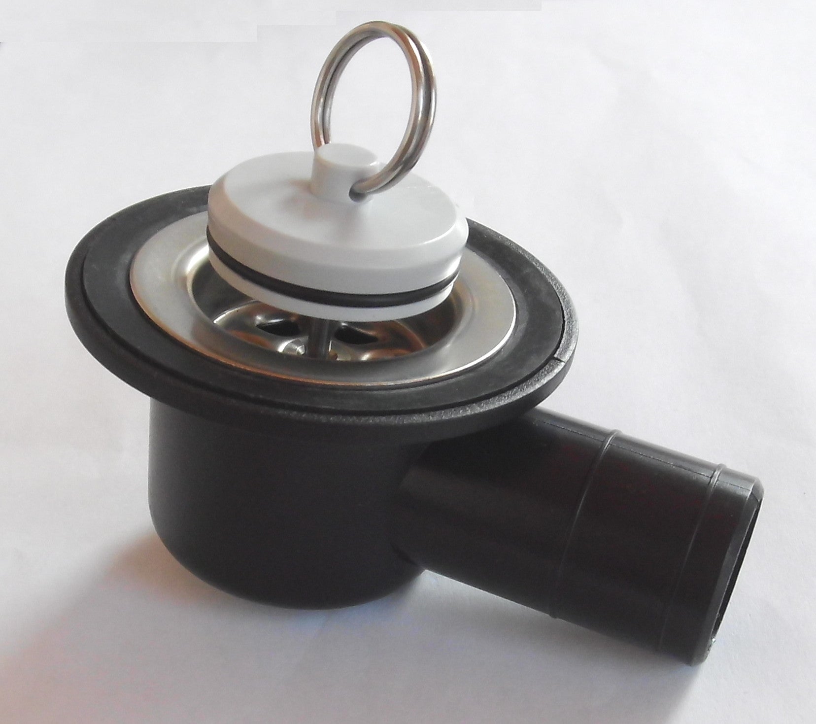 Wasserabfluss 33 mm winkel Abfluss Stöpsel Ablauf schwarz für Rohrsystem 300f237-2 NEU