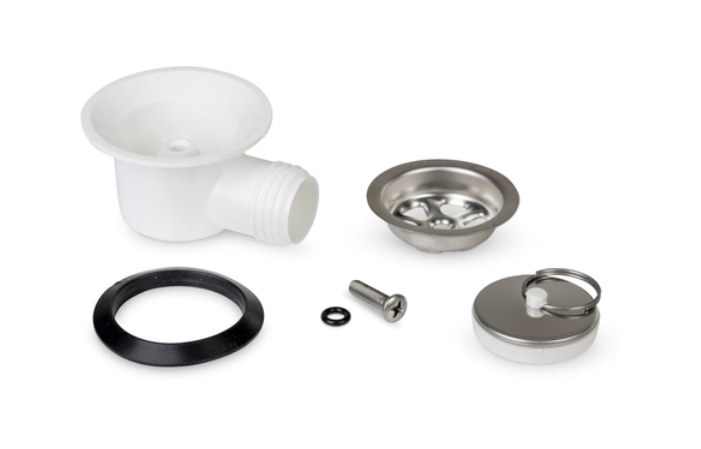 Ablaufgarnitur 25 mm Spüle CAN Spülbecken Stöpsel Ablauf weiß 90° ) 64332r NEU