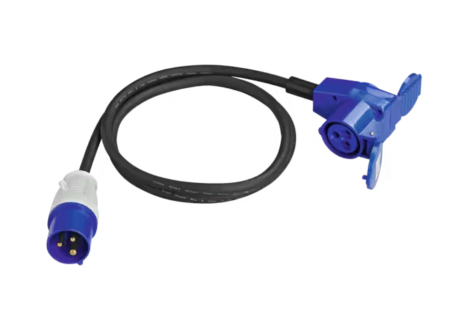Adapterkabel 230 V CEE Stecker, CEE Winkel Kupplung + Schukokupplung 80588p NEU
