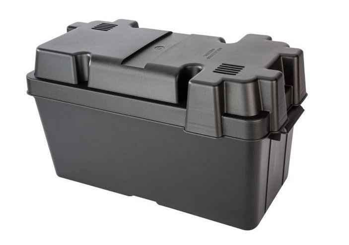 Batterie Box in SCHWARZ groß mit Deckel und Gurt Batteriekasten 322f341 NEU