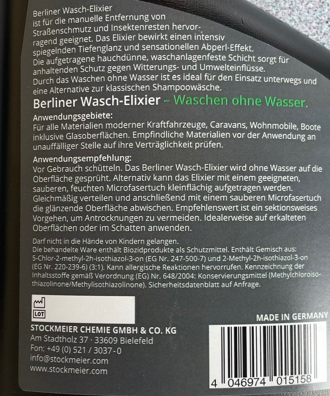 Berliner Wasch-Elixier 500ml Reiniger für Caravan außen 450f153 NEU
