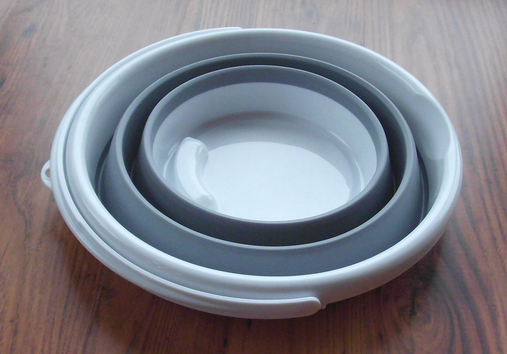 Eimer Silikon faltbar grau weiß Putzeimer Mülleimer 5 Liter 251031Lg NEU