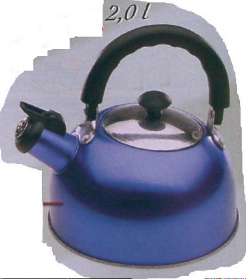 Flötenkessel Wasserkessel Edelstahl/Alu blau 2L 310f563 NEU