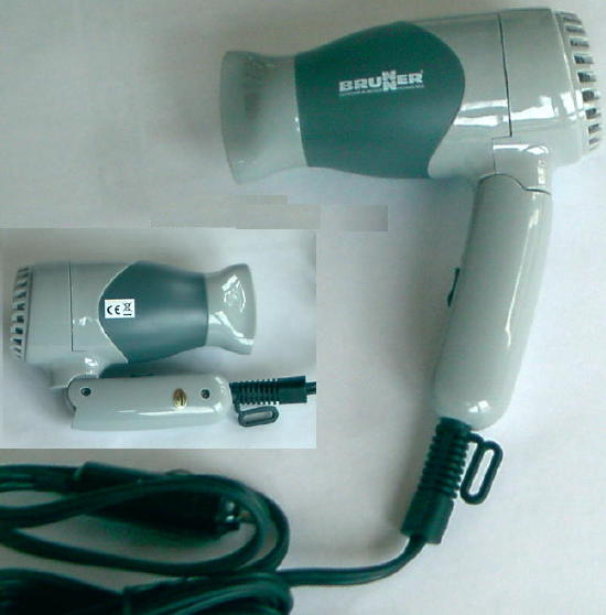 Haartrockner Reise Fön klappbar grau 12 Volt 168 W Schalter Minifön 51908Lg NEU