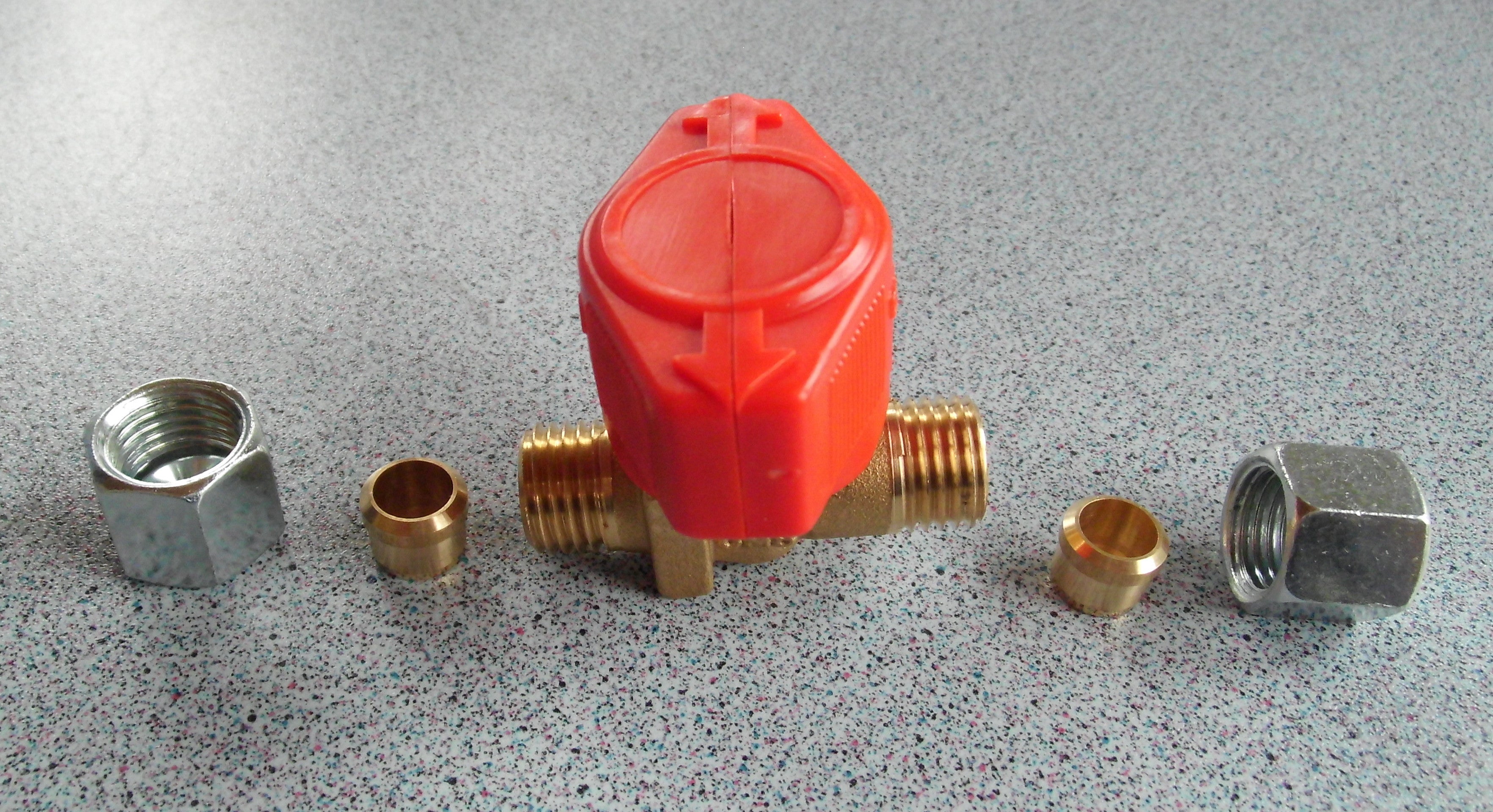 Gas Ventil Absperrventil Gasventil 1er für beidseitig 8mm Rohr rot OMB 070129lg NEU