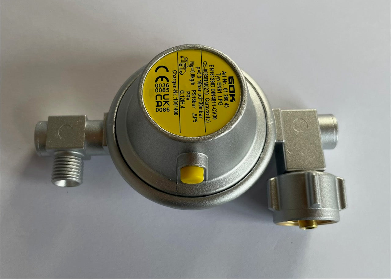 Gas Regler U - Form 30mbar 0,8kgh EN 61 GOK Wohnmobil Gasregler 310f709-1 NEU