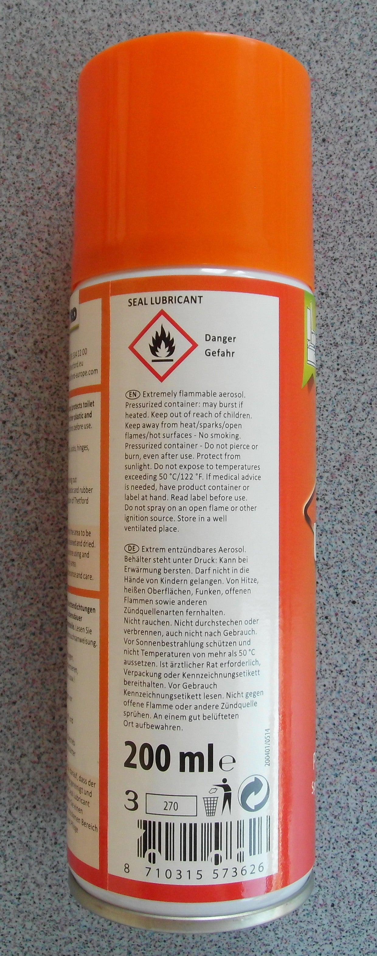 Gummi Pflegespray 200ml Thetford WC Dichtung Pflege 450f106 NEU