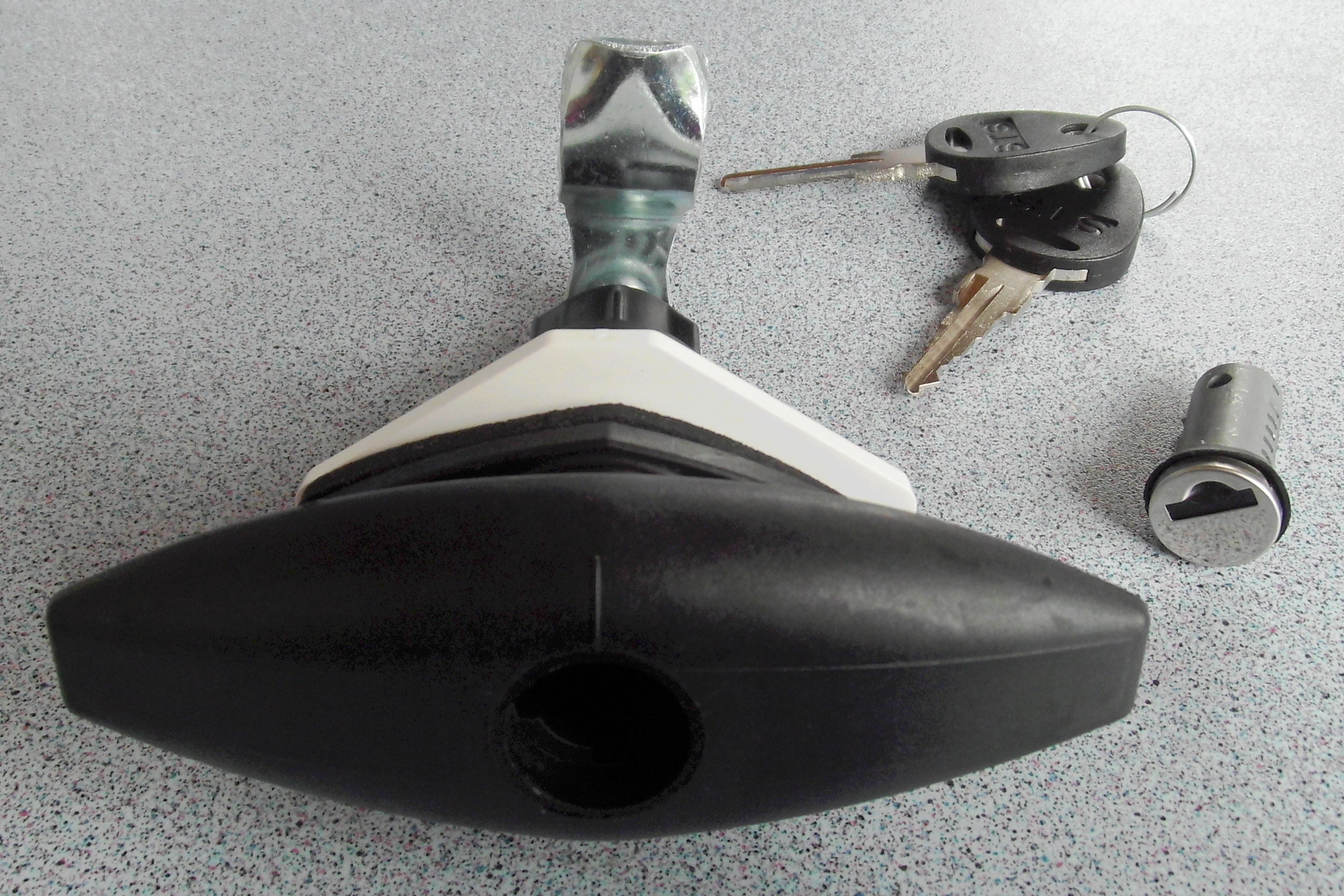 Klappenschloss Ellipse Groß SCHWARZ Drehspann Türschloss mit Zylinder und 2 Schlüssel STS 102810b5 NEU