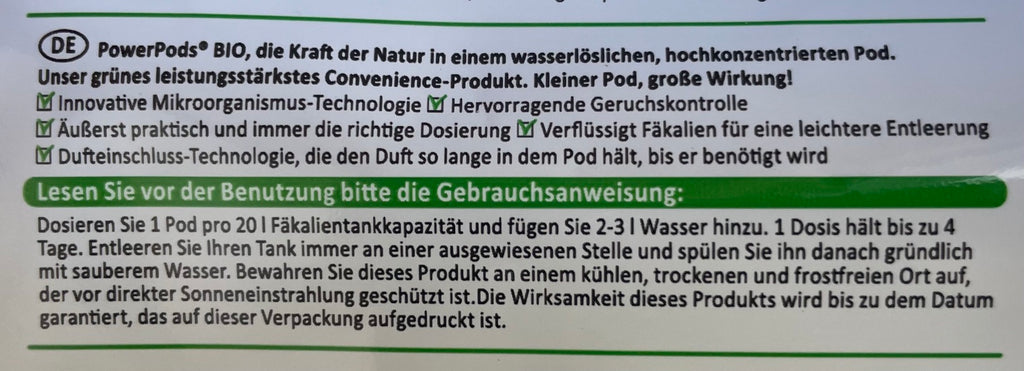 Thetford Aqua Kem Powerpods Bio 20 Pods Sanitärzusatz Toilette 301f653 NEU