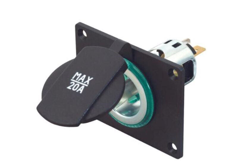 Power Steckdose Montageplatte 12 - 24 Volt Zigarettenanzünder 20 A 324f075 NEU