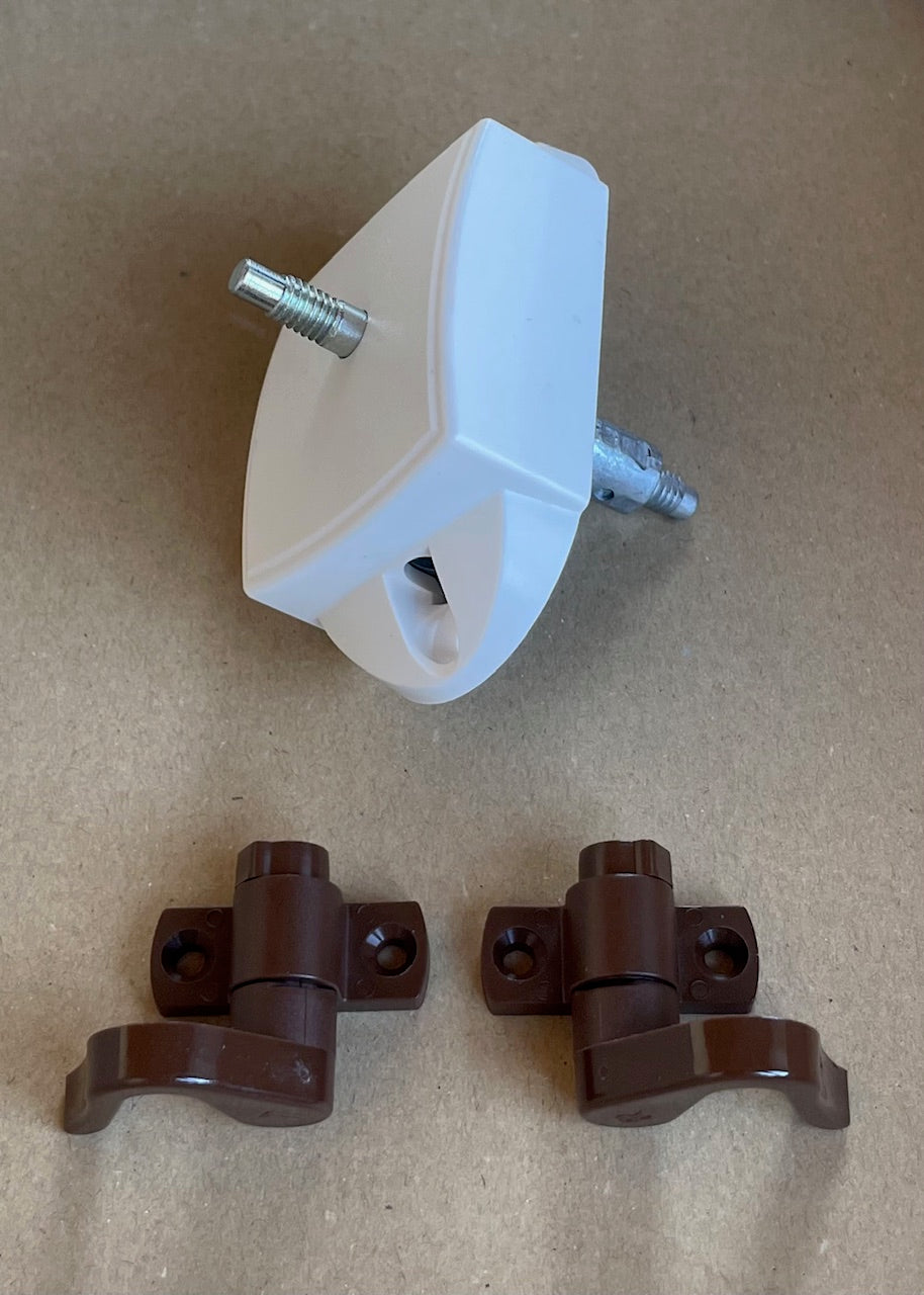 PushLock beidseitig weiss mit Fanghaken braun