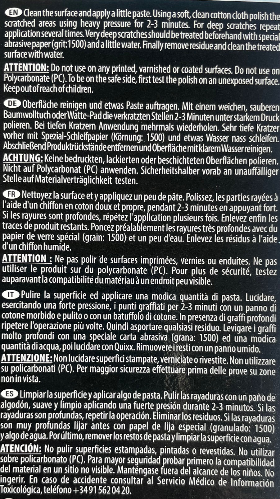 QUIXX 50g Kratzer Entferner für Acryl Glas Fenster 40162m NEU