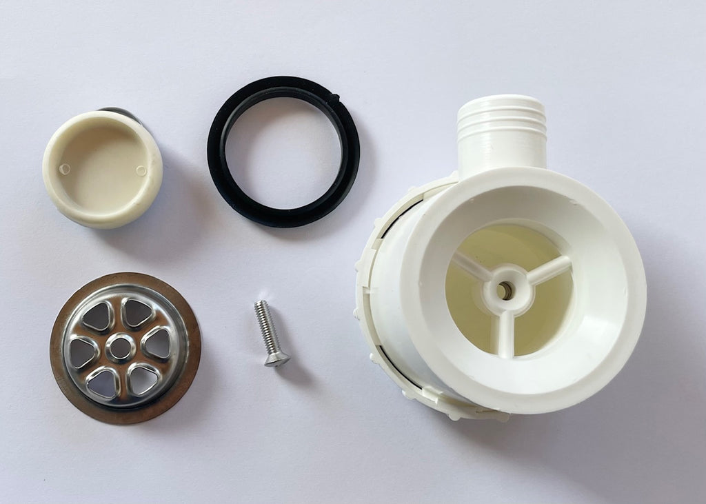 Ablaufgarnitur 25mm Spüle SMEV AC561 Spülbecken Stöpsel Ablauf weiß 90° 70066p NEU