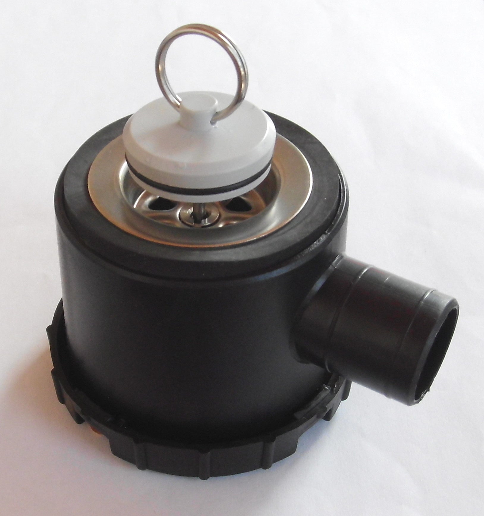 Siphon schwarz 39mm mit 1 Zugang Ablauf Stöpsel + Stift, Rohrsystem 72819p NEU