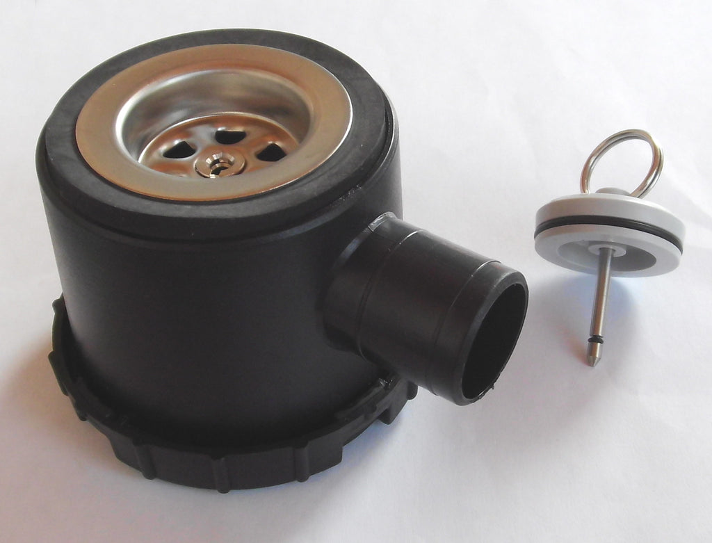 Siphon schwarz 39mm mit 1 Zugang Ablauf Stöpsel + Stift, Rohrsystem 72819p NEU
