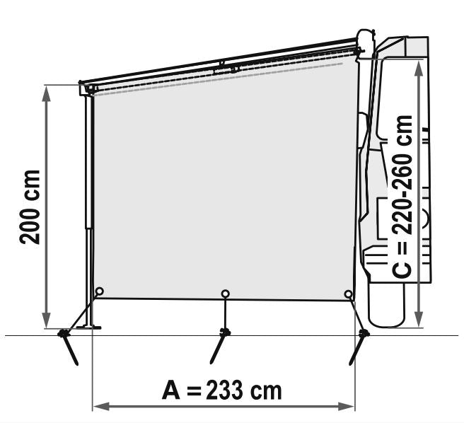 Sun View Side Seitenwand für Fiamma F45 Markise 90413Lg NEU