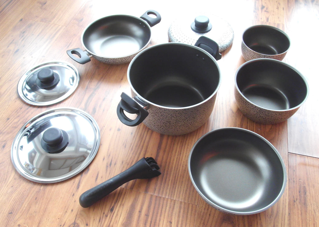 Topfset stapelbar Aluminium 9-teilig Nudelsiebdeckel Pfanne Wohnmobil 92307r8 NEU