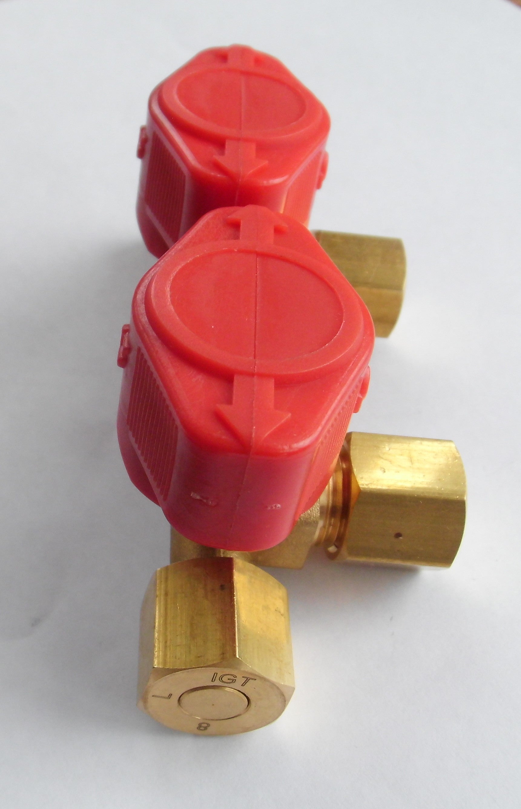 Gas Verteilerblock IGT Messing Gasventil 2 Abgänge für 8mm Rohr, Gashahn 70130Lg/p NEU