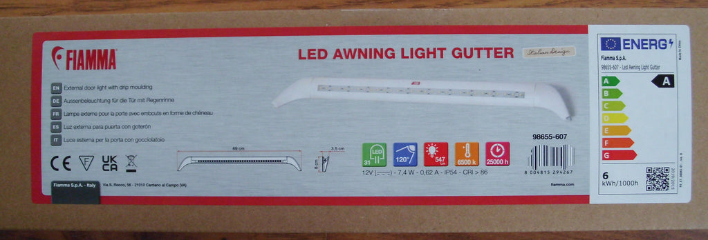 Vorzeltleuchte Fiamma Vorzelt Leuchte Lampe mit Rinne 30 LED 12V 7W 071f730 NEU