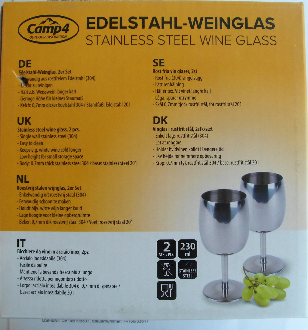 Weinkelche Edelstahl 2 Stück für Camping 930938r NEU