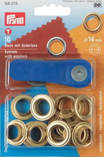 PRYM 10 Ösen Set "Ösen mit Scheiben" 14mm und Befestigungs Werkzeug 18292p NEU
