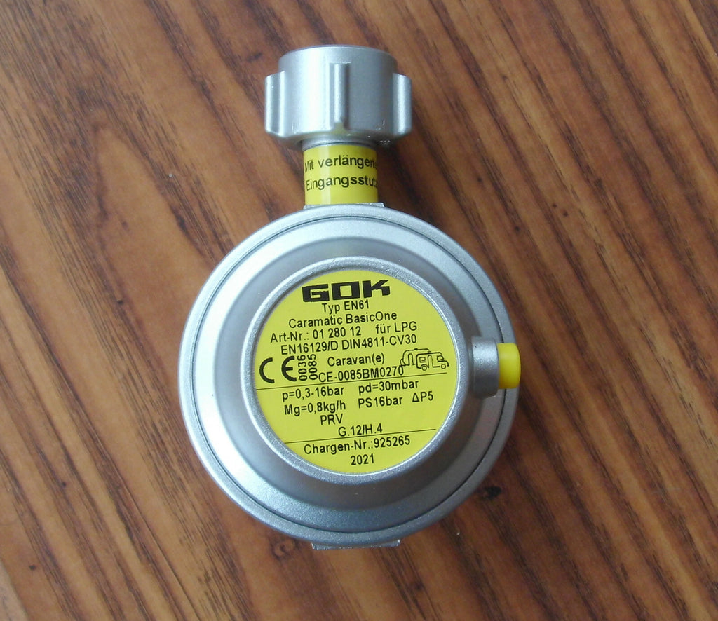 Gas Sicherheits Regler LANG 0,8kgh 90°EN61 Wohnmobil 30mbar Gasregler 52374m NEU