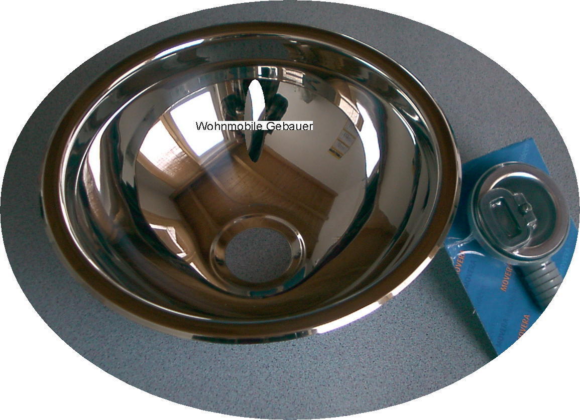 Waschbecken Einlegemulde Spüle 295mm Edelstahl glanz rund + Ablauf 705093r+p NEU
