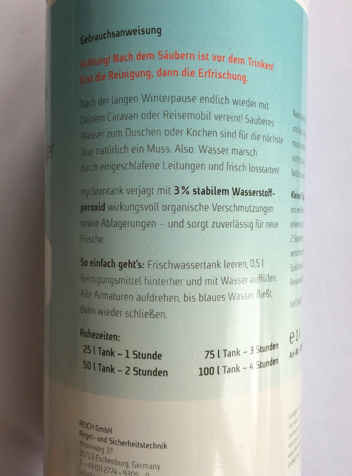 Wassersystemreiniger mycleantank Frischwasser Tank Reiniger 61483r6 NEU