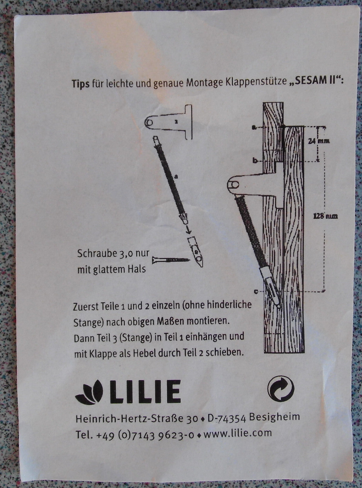 Hochstellfederstütze Sesam II Stütze Klappenhochsteller Aufsteller 53227r Neu