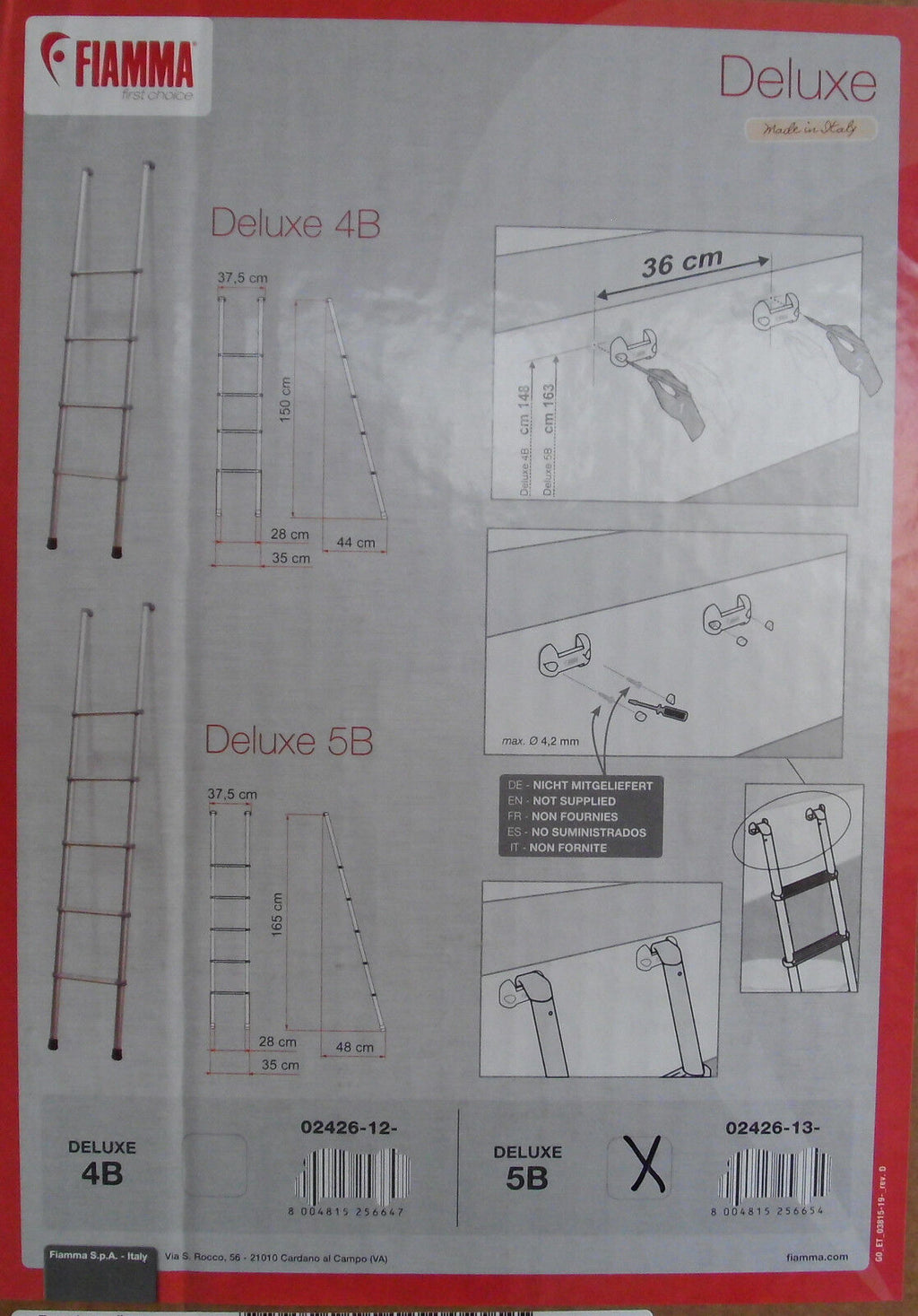 Leiter Alkovenleiter Alu 156cm mit Halter Fiamma Deluxe 4B 4 Stufen  102290b NEU