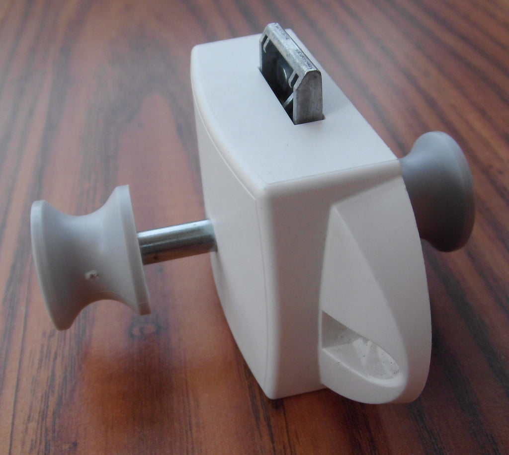 Push Lock Schloss HELLGRAU/WEISS beids. 2 Knöpfe + 1 Rosette o.L.  200210Lg Neu