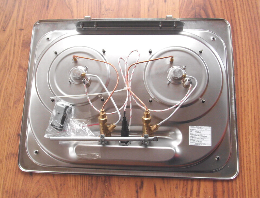 2 Flamm Gas Kocher Suter Glasabdeckung Piezo Edelstahl 30mbar Wohnmobil 71310Lg
