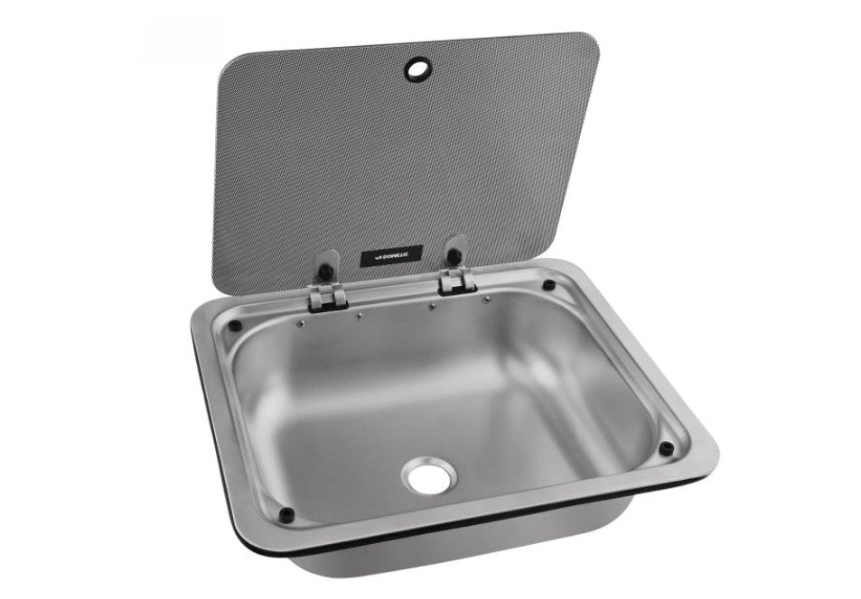 Spülbecken 41,5 x 34 Spüle Glasabdeckung Dometic CE99 Edelstahl WoMo 41545f NEU