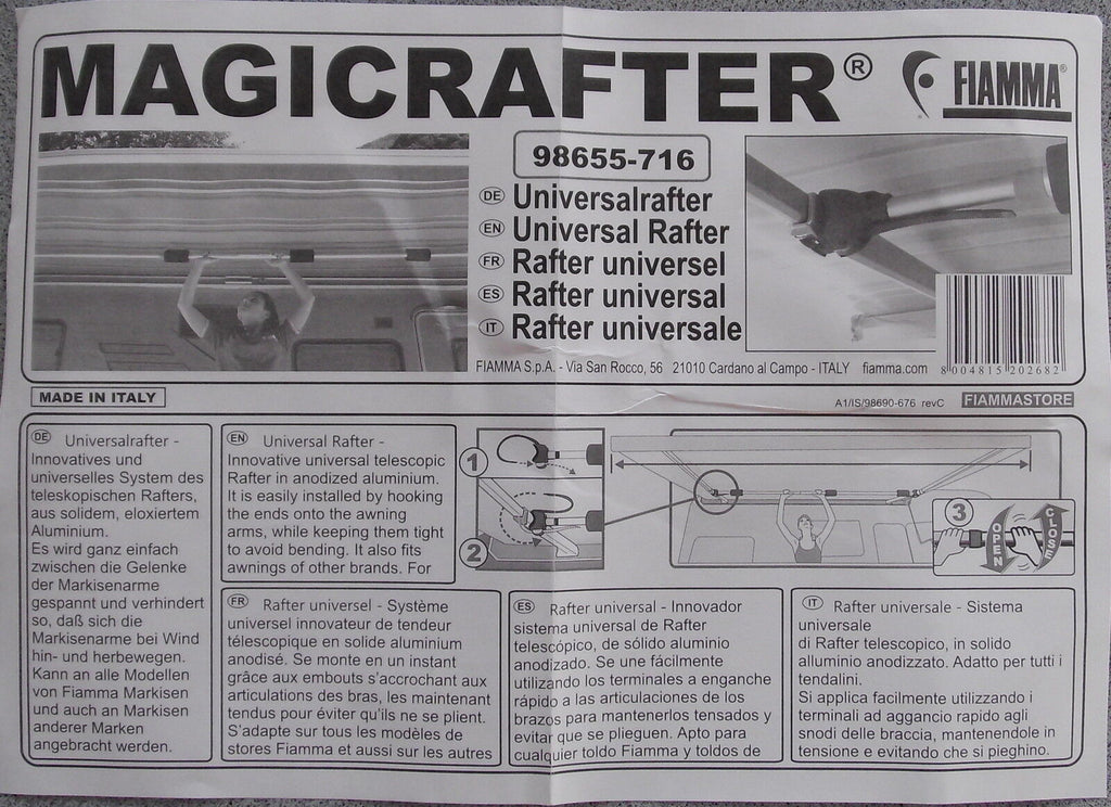 Spannarm Magic Rafter Querstange gerade Fiamma Spannstange 168-270  90292Lg NEU