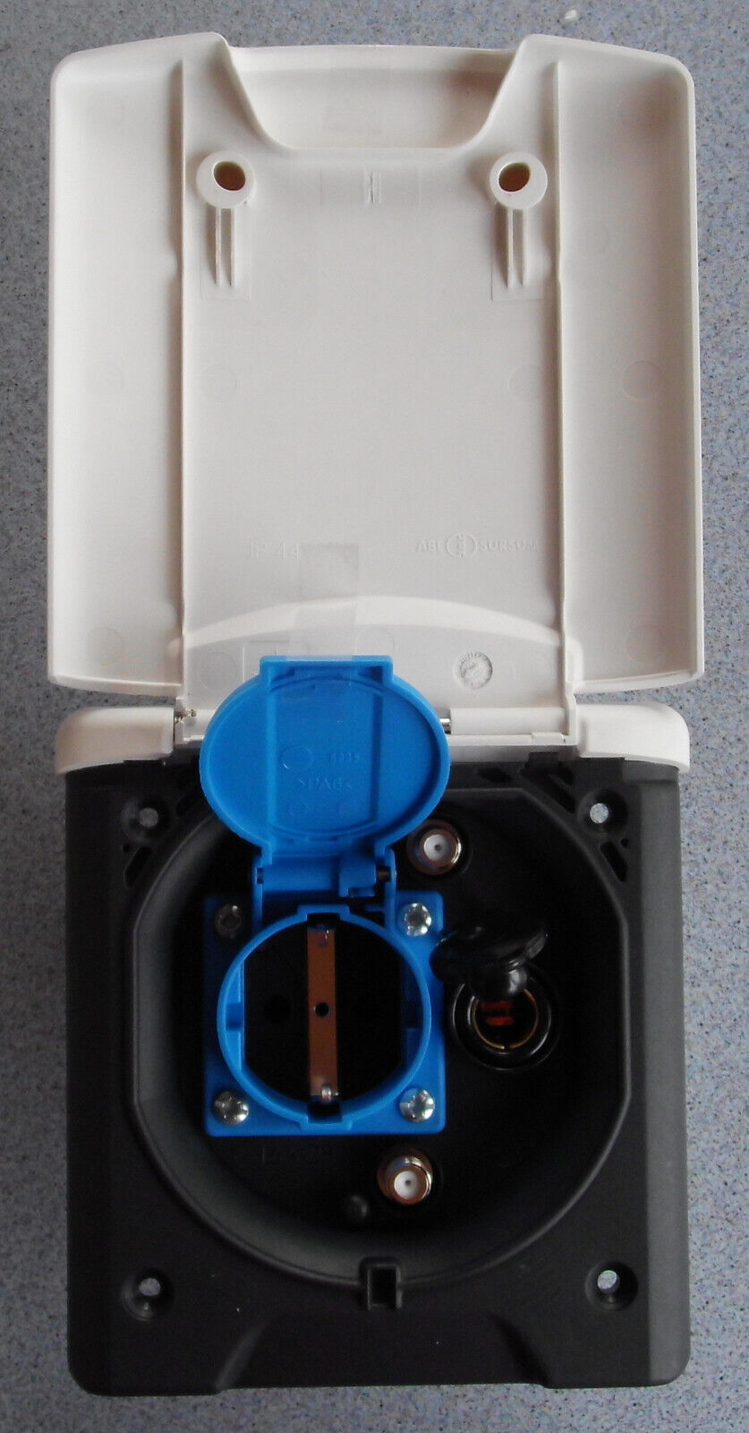 Vorzelt Entnahme Außen Steckdose 12/230 V SAT TV weiß Magnetdeckel 320f973 NEU