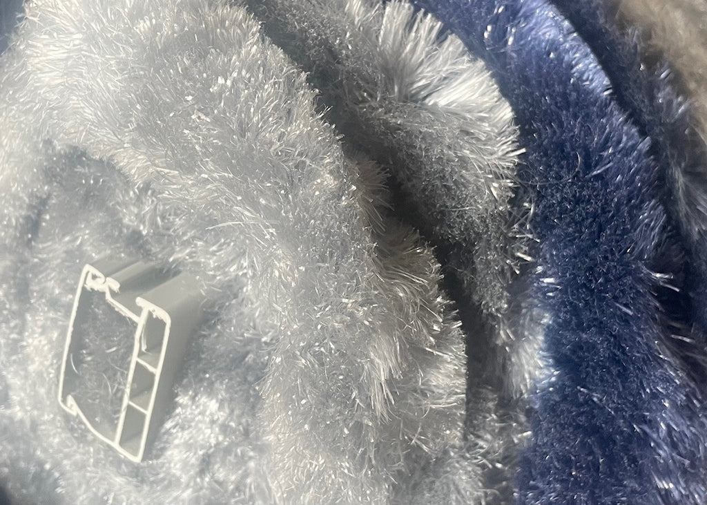 Flauschvorhang Chenille Vorhang 56 x 205 cm grau / dunkelblau 912447r NEU