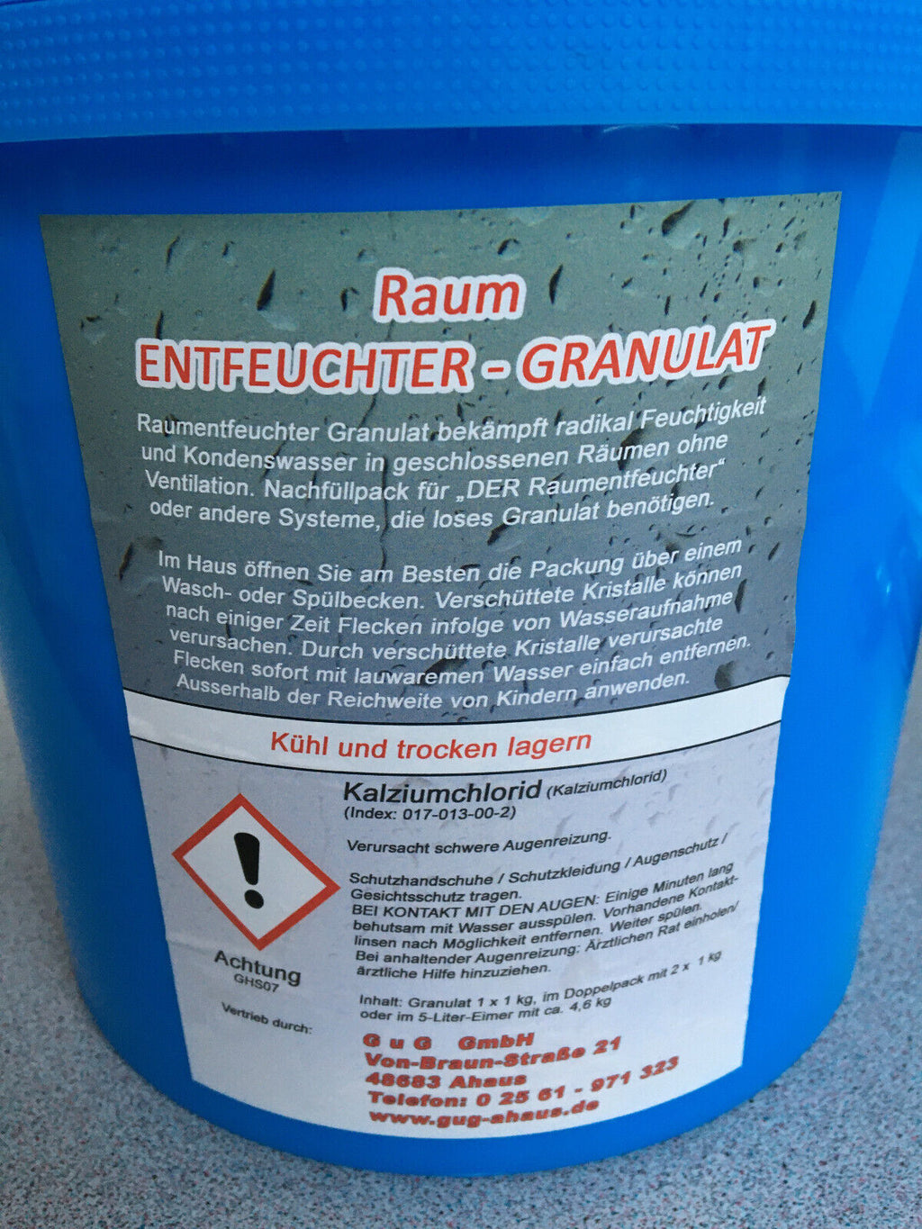 Luftentfeuchter 5 L ≙4,99€/L. Granulat im Eimer f. Raum Entfeuchter 92407r NEU