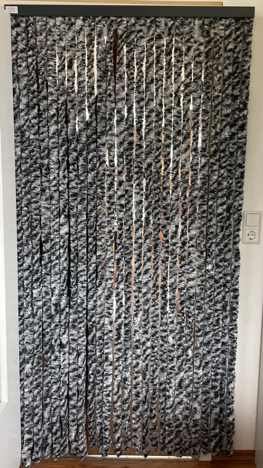 Flauschvorhang Türvorhang Chenille 100 x 200 cm grau weiß schwarz 286620b2 NEU