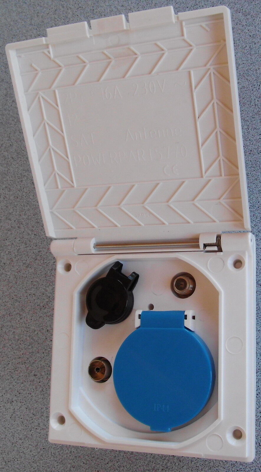 Vorzelt Entnahme Außen Steckdose Multi 12/230 V SAT TV weiß  75415m NEU