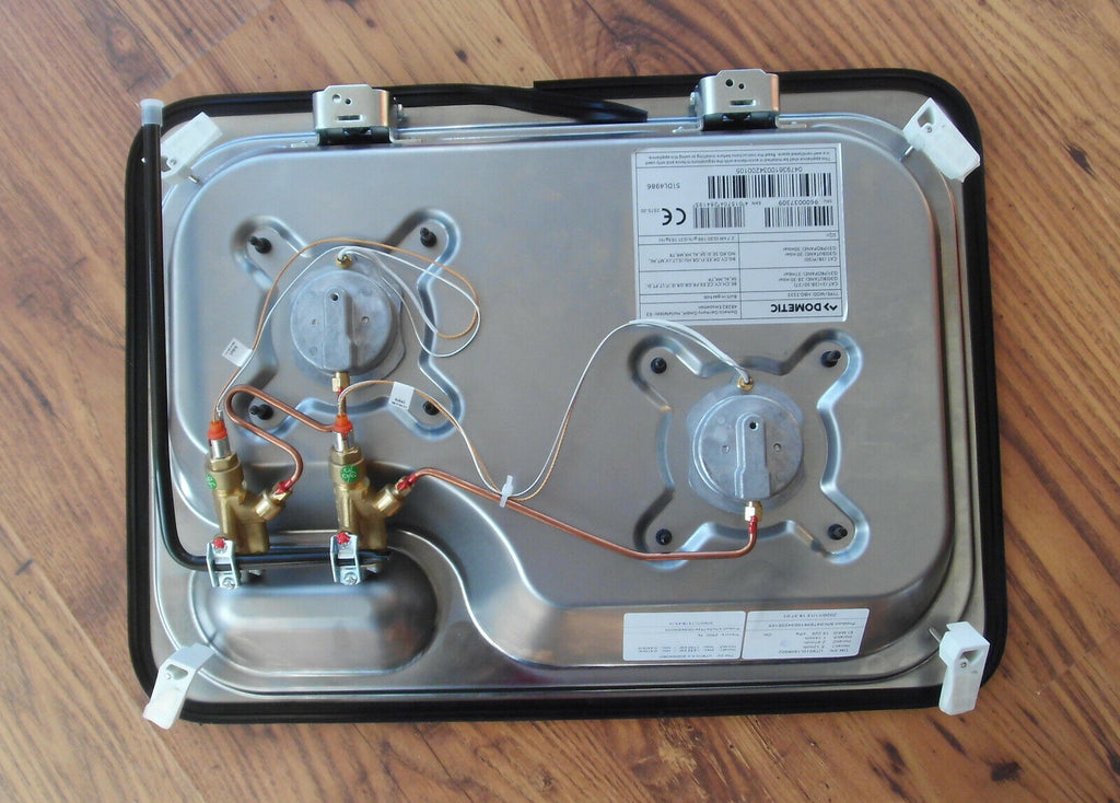 2 Flamm Kocher 30mbar HBG 2335 Dometic + Glasabdeckung für Wohnmobil 44670p NEU