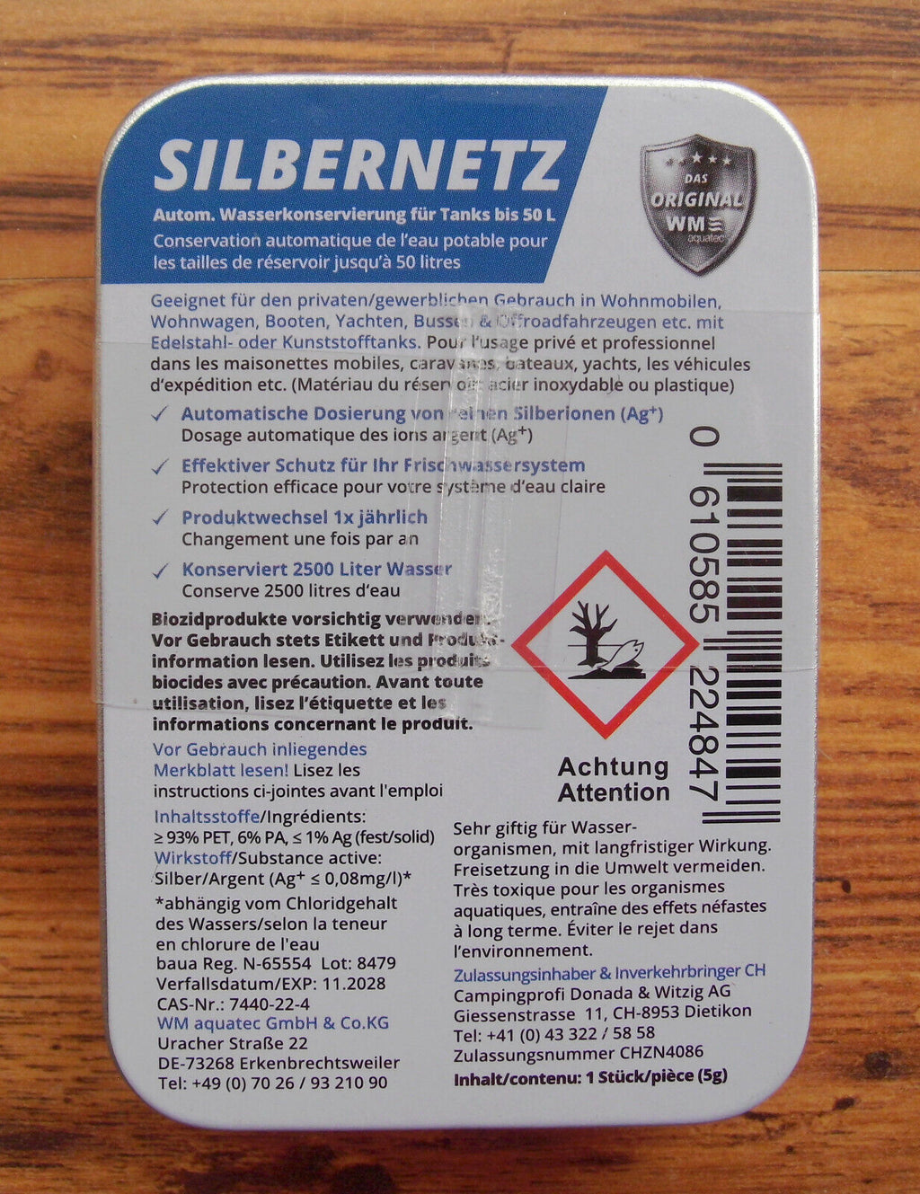 WM aquatec Silbernetz Verkeimungsschutz bis 160 Liter Wassertank  78150p NEU