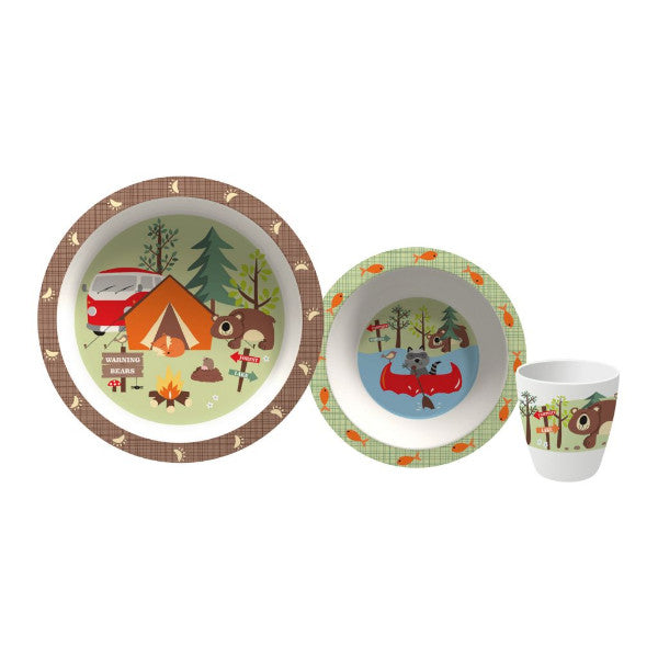 Kinder Geschirr Set Adventure Camping 3-teilig Melamin Gimex 550f702 NEU