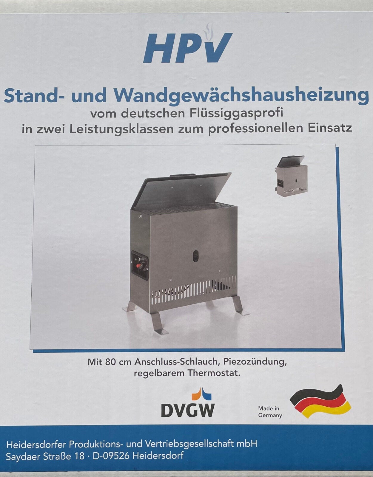 Camping Gas Heizung Gasheizung Edelstahl 4 kW Zündsicherung Schlauch 80326Lg NEU