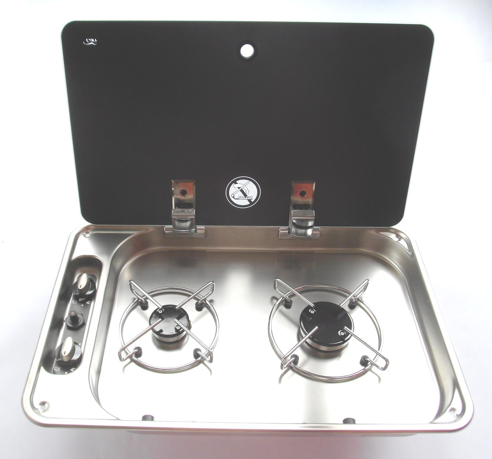 2 Flamm Gas Kocher Can Glasabdeckung Piezo Edelstahl 30mbar Wohnmobil 70500r NEU