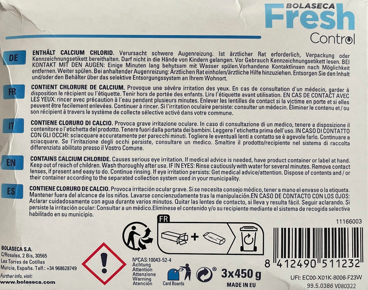 Luftentfeuchter Tabs 3x 450g ≙5,92€/Stk. Bolaseca Fresh Control 452f224 NEU