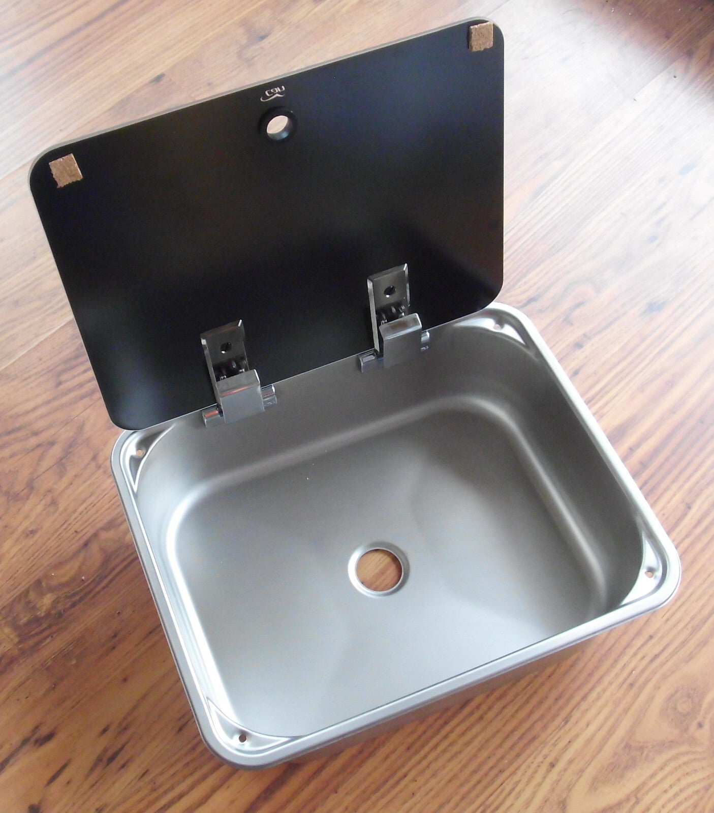Spülbecken 37,5 x 30 Spüle Glasabdeckung CAN LR1375 Edelstahl WoMo 70571r NEU