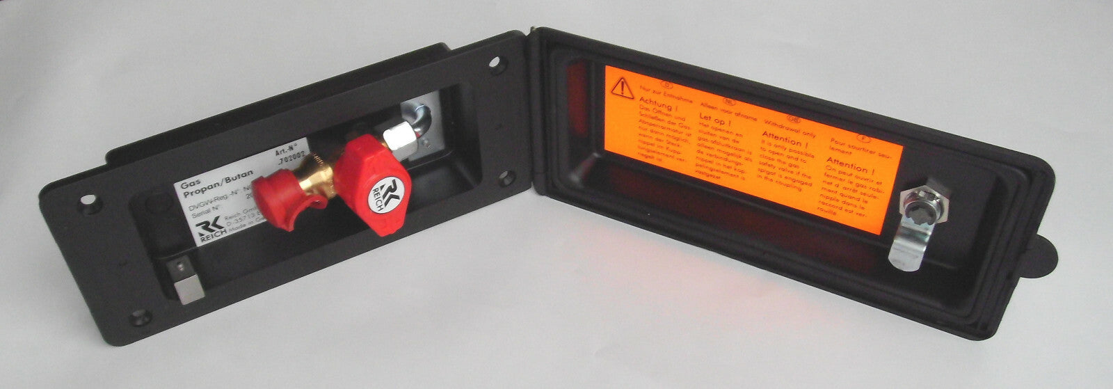 Gas Sicherheits Steckdose schwarz für außen Reich Versorgungsklappe  310f943 NEU