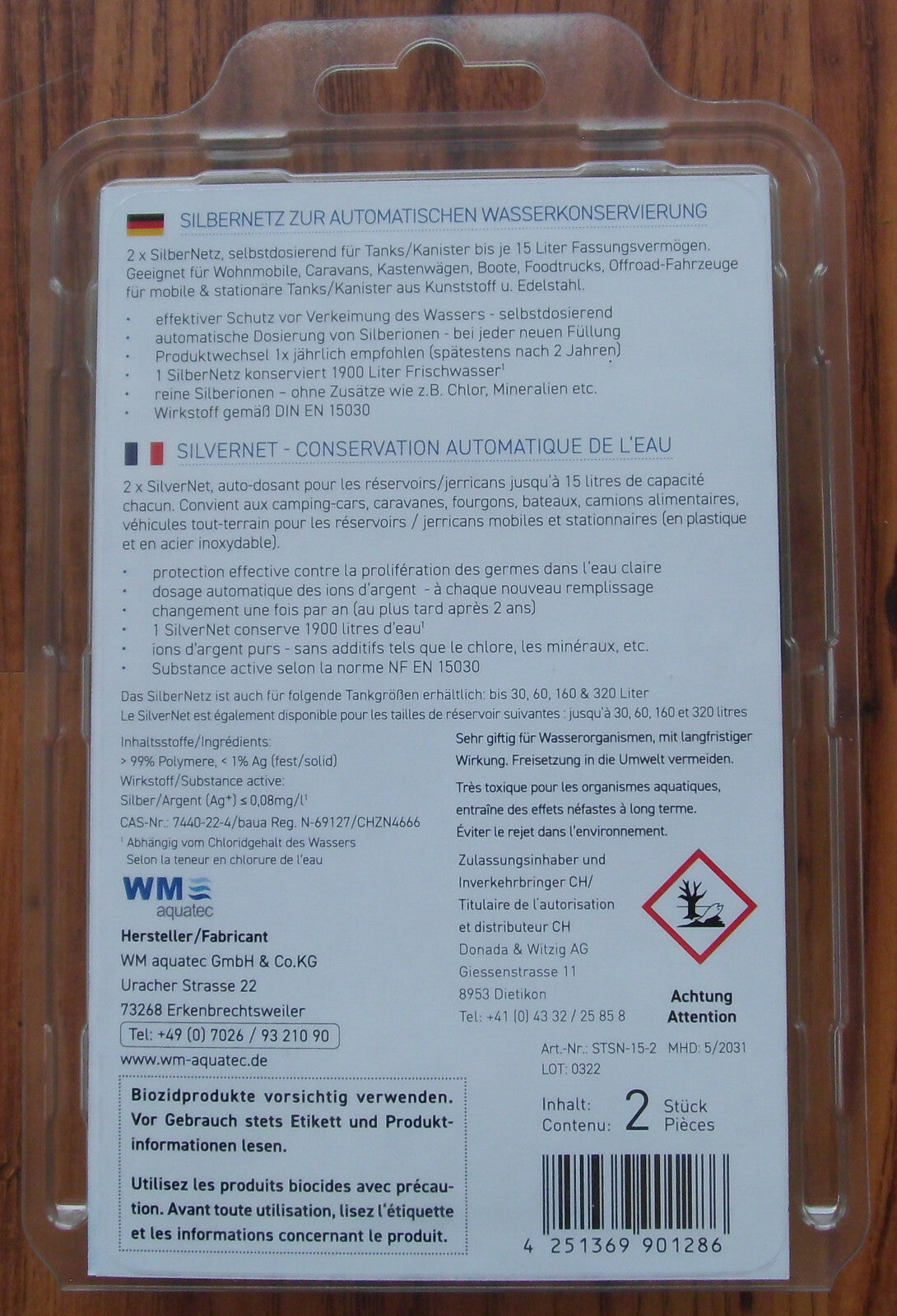 WM aquatec 2Stk.≙14,96€/Stk. Silbernetz Verkeimungsschutz f. 15L Tank 78452p NEU